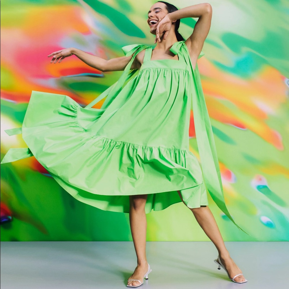 CHRISTOPHER JOHN ROGERS TIE STRAP HIGH-LOW DRESS